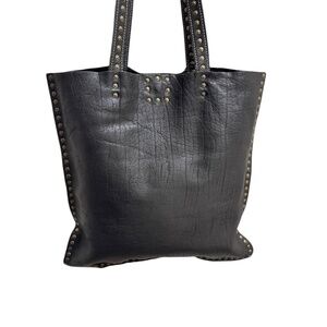 Latico unlined black leather studded tote bag